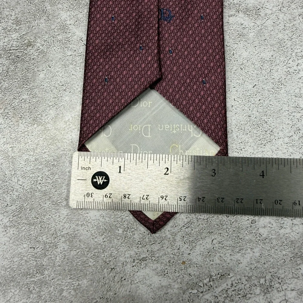 Christian Dior Silk Blend Tie Mens One Size Purple Geometric Made In USA Necktie